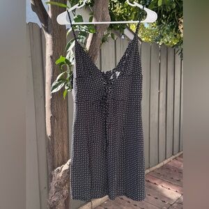 Blue Life Black & White Polka Dot Lace-Up Dress – Size M